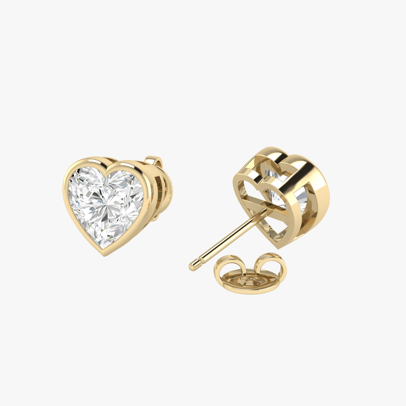 Heart Bezel Set Studs Earrings