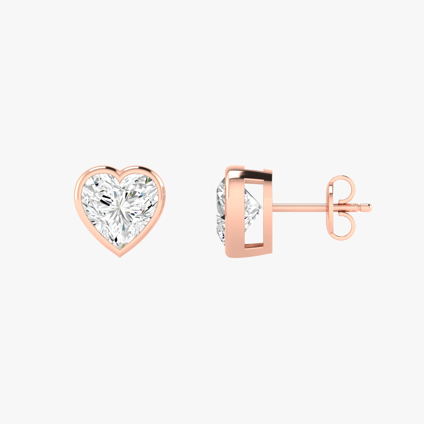 Heart Bezel Set Studs Earrings