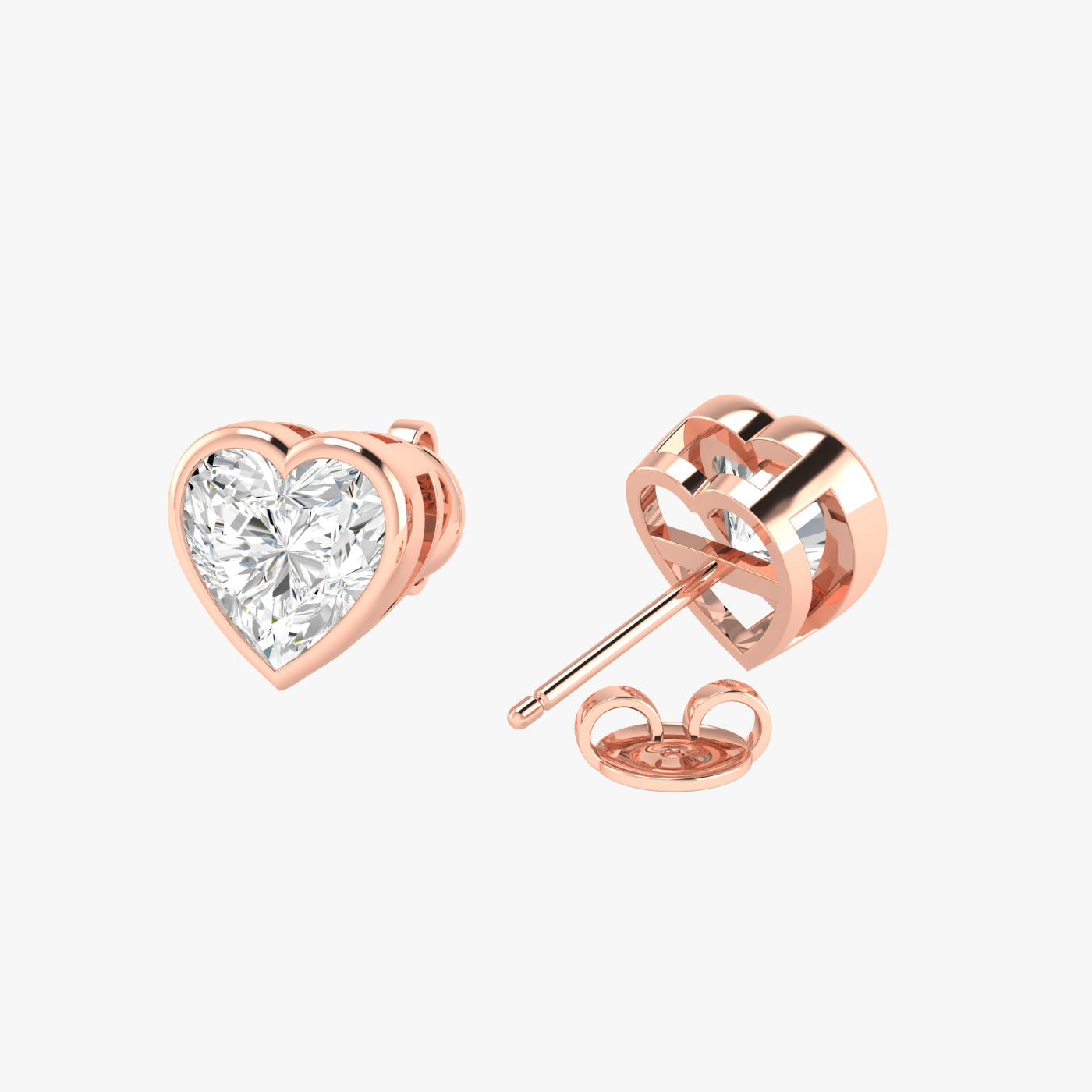 Heart Bezel Set Studs Earrings