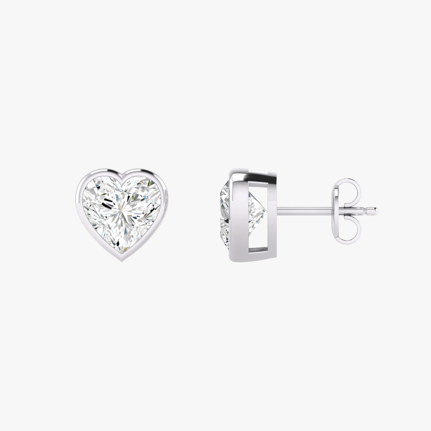 Heart Bezel Set Studs Earrings