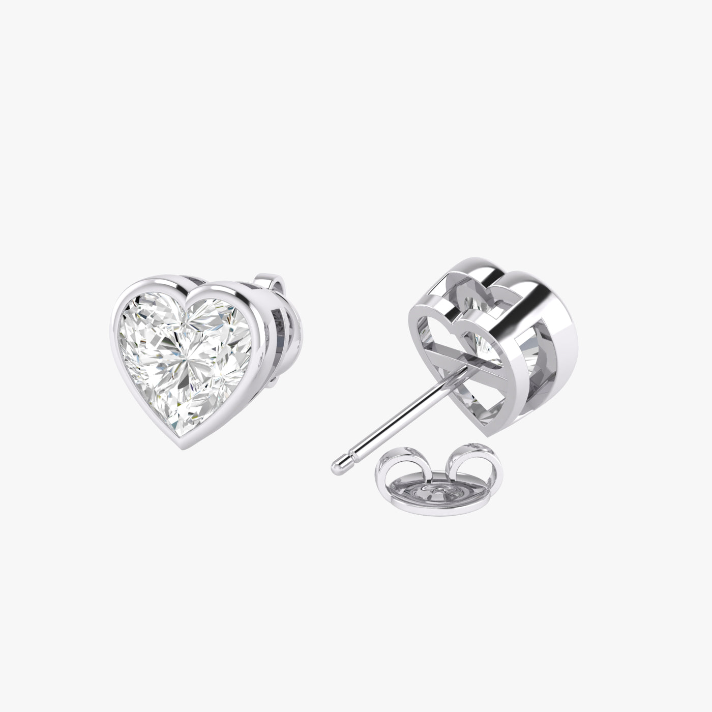 Heart Bezel Set Studs Earrings