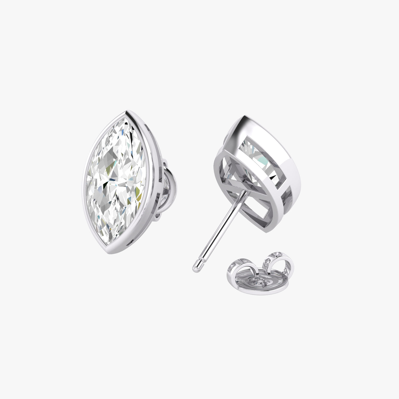 Marquise Bezel Set Studs Earrings