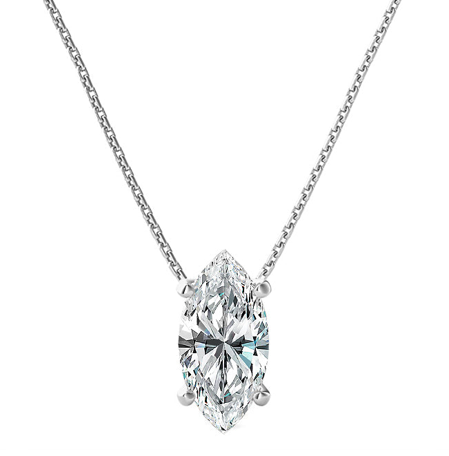 4-Prong Marquise Floating Solitaire Necklace