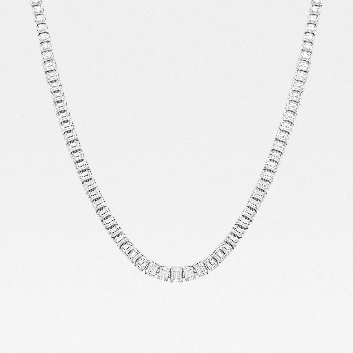 Emerald Diamond Graduated Tennis Necklace