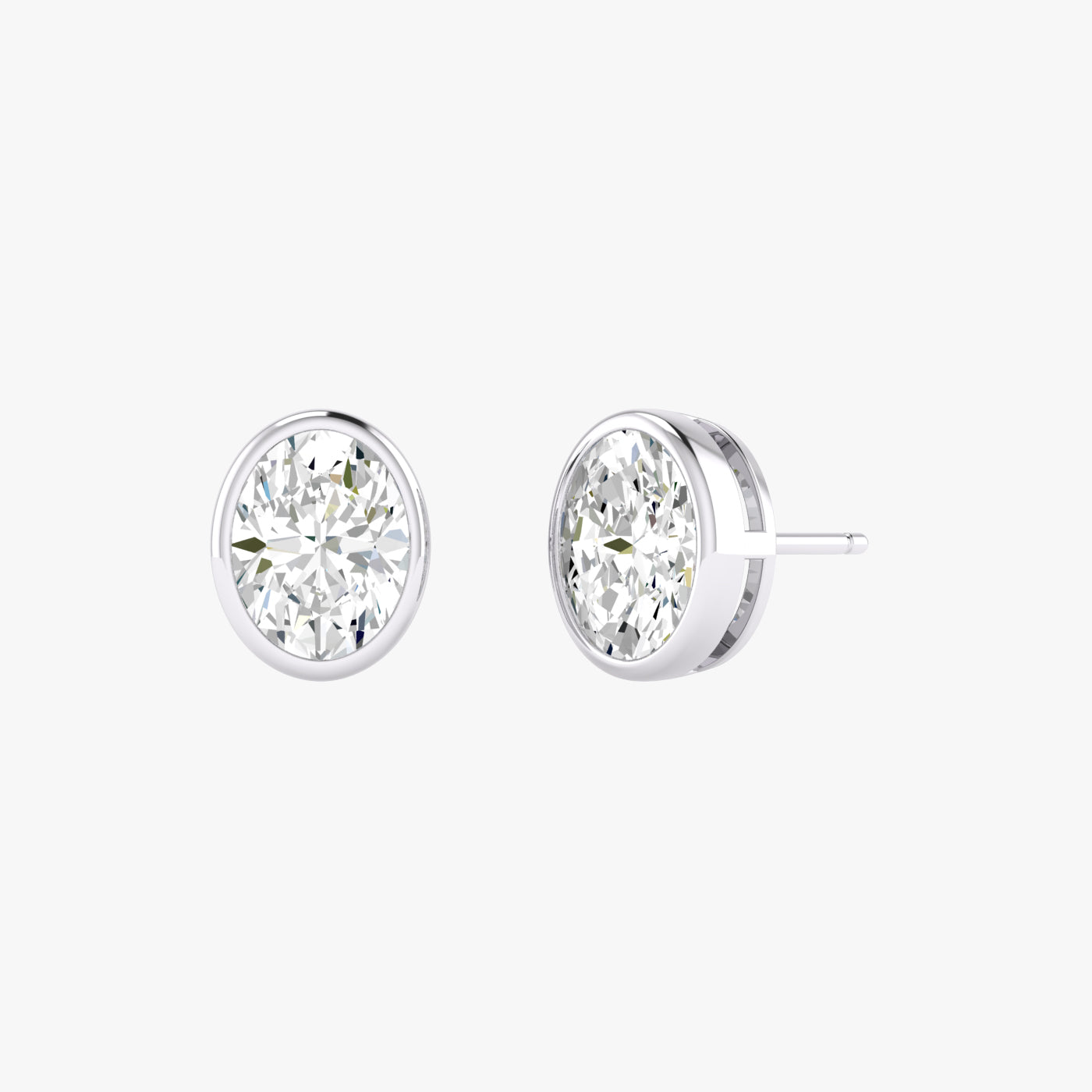 Oval Bezel Set Studs Earrings