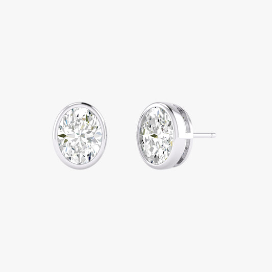 Oval Bezel Set Studs Earrings