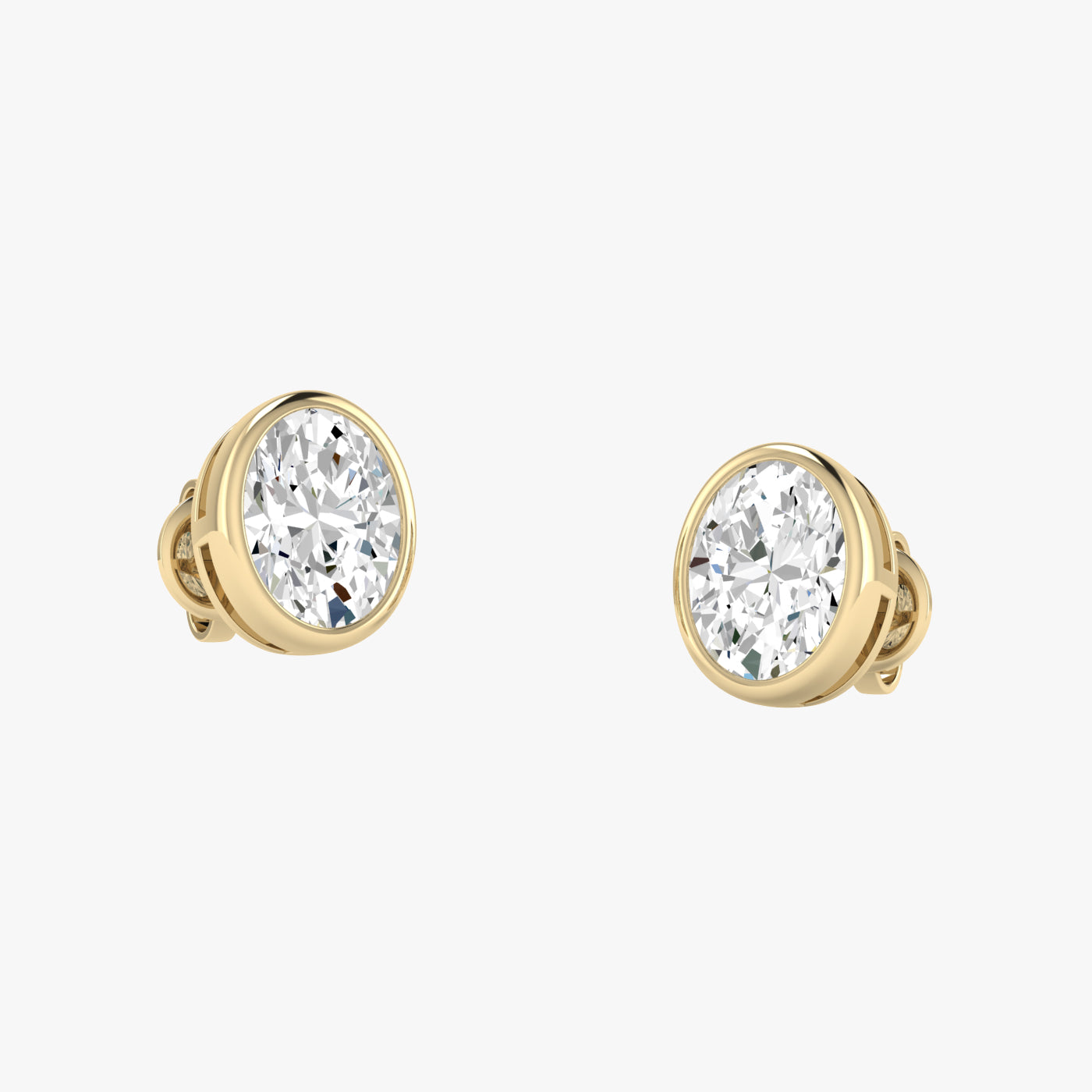 Oval Bezel Set Studs Earrings
