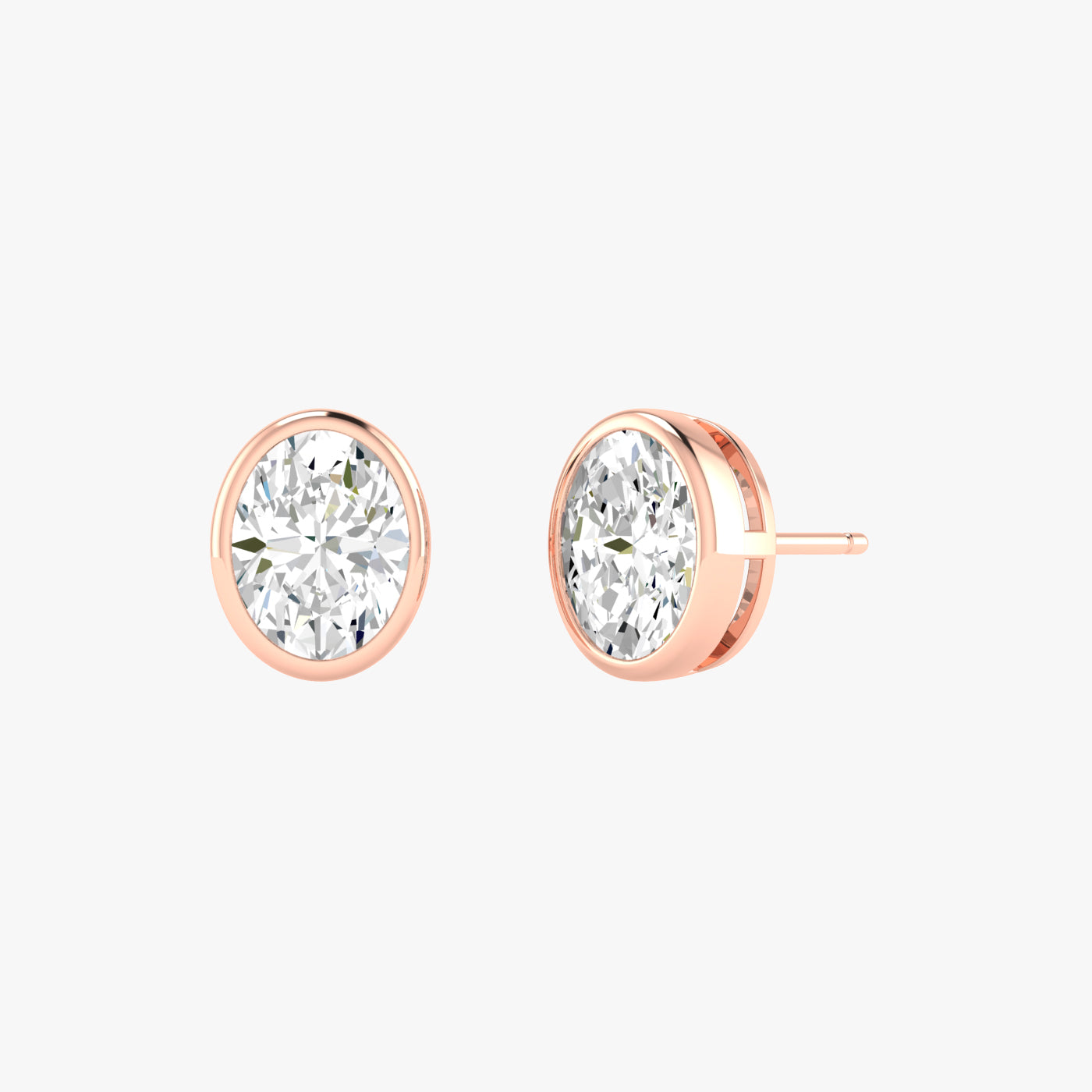 Oval Bezel Set Studs Earrings