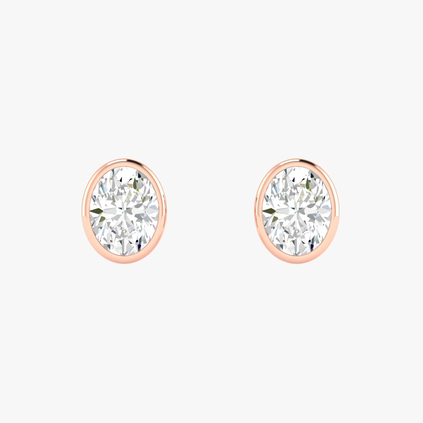 Oval Bezel Set Studs Earrings