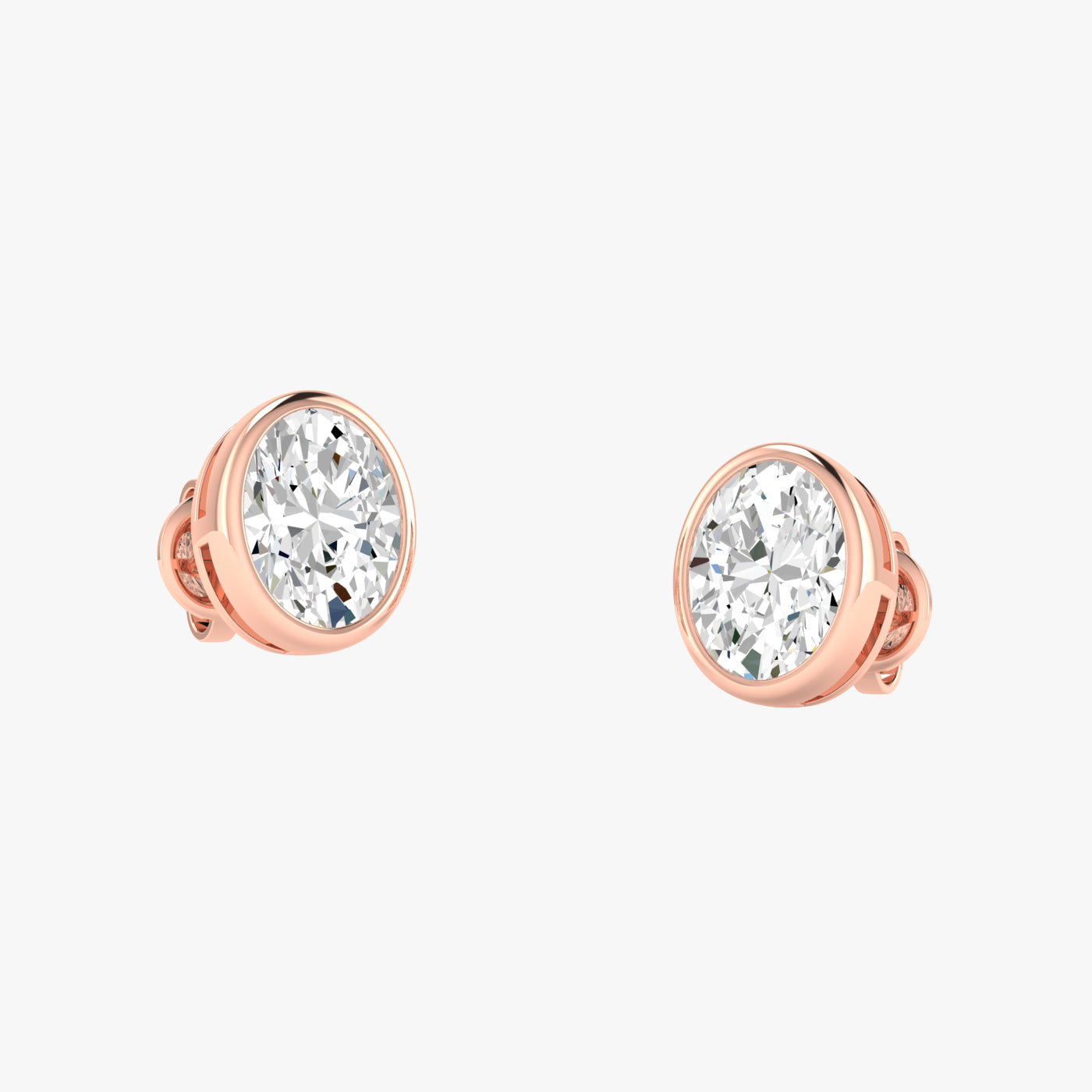 Oval Bezel Set Studs Earrings