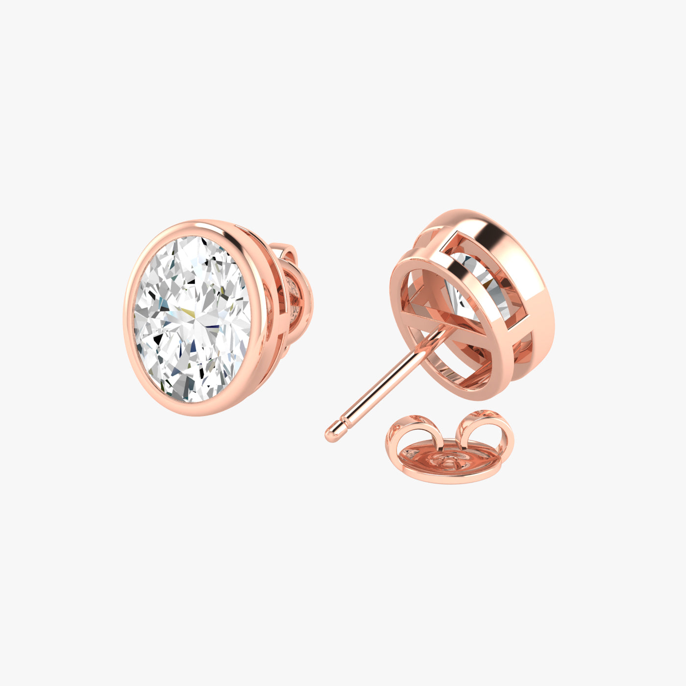 Oval Bezel Set Studs Earrings