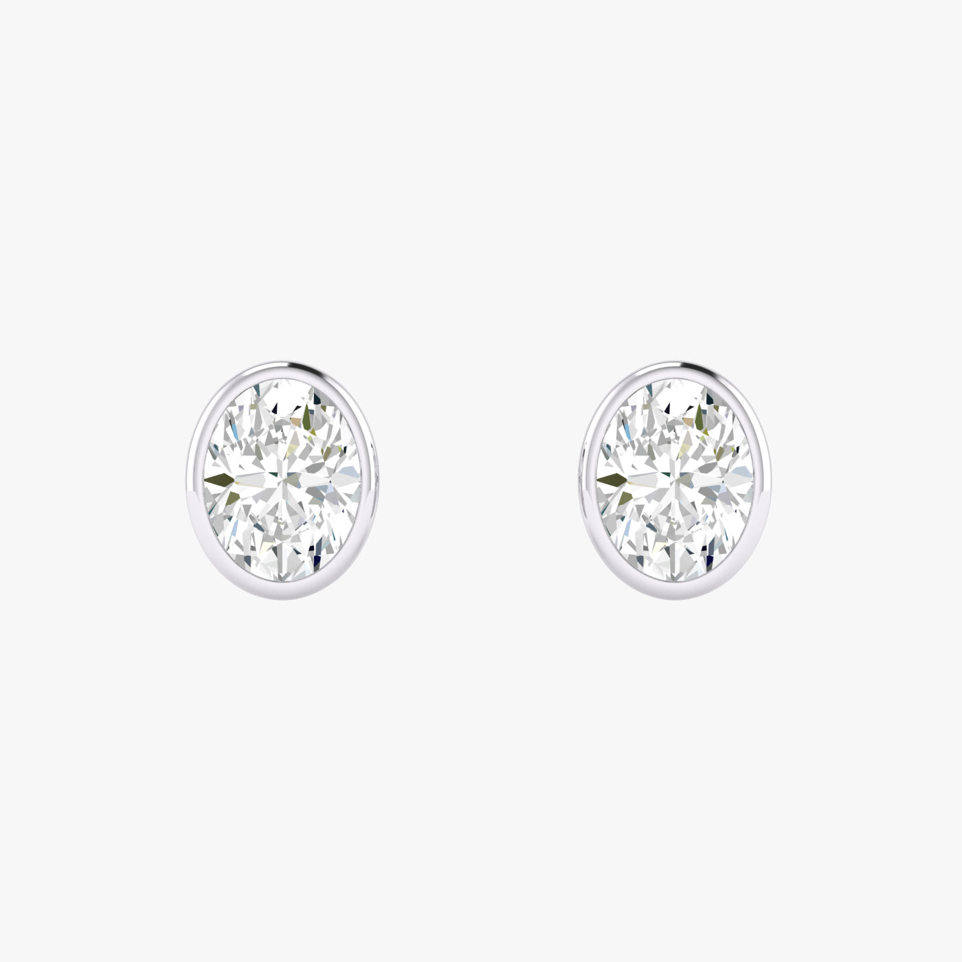 Oval Bezel Set Studs Earrings