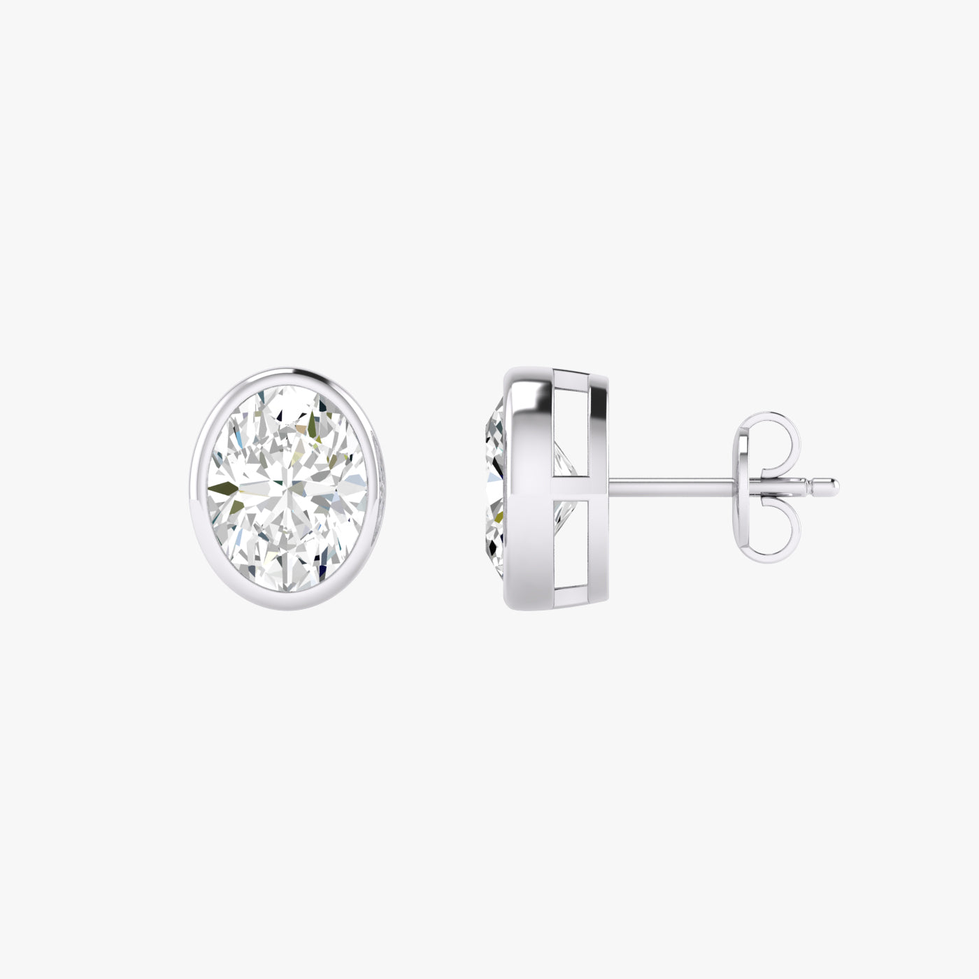 Oval Bezel Set Studs Earrings
