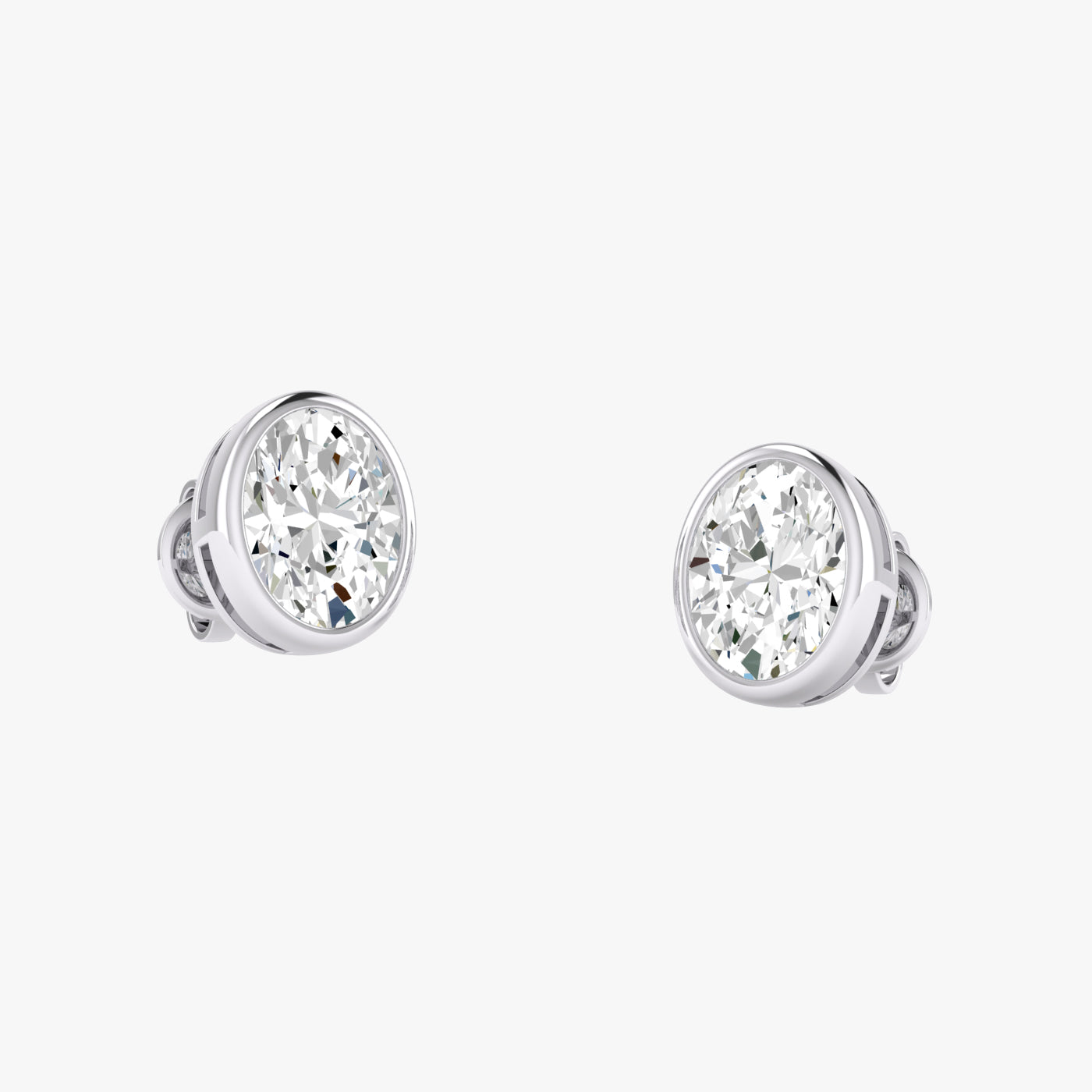 Oval Bezel Set Studs Earrings