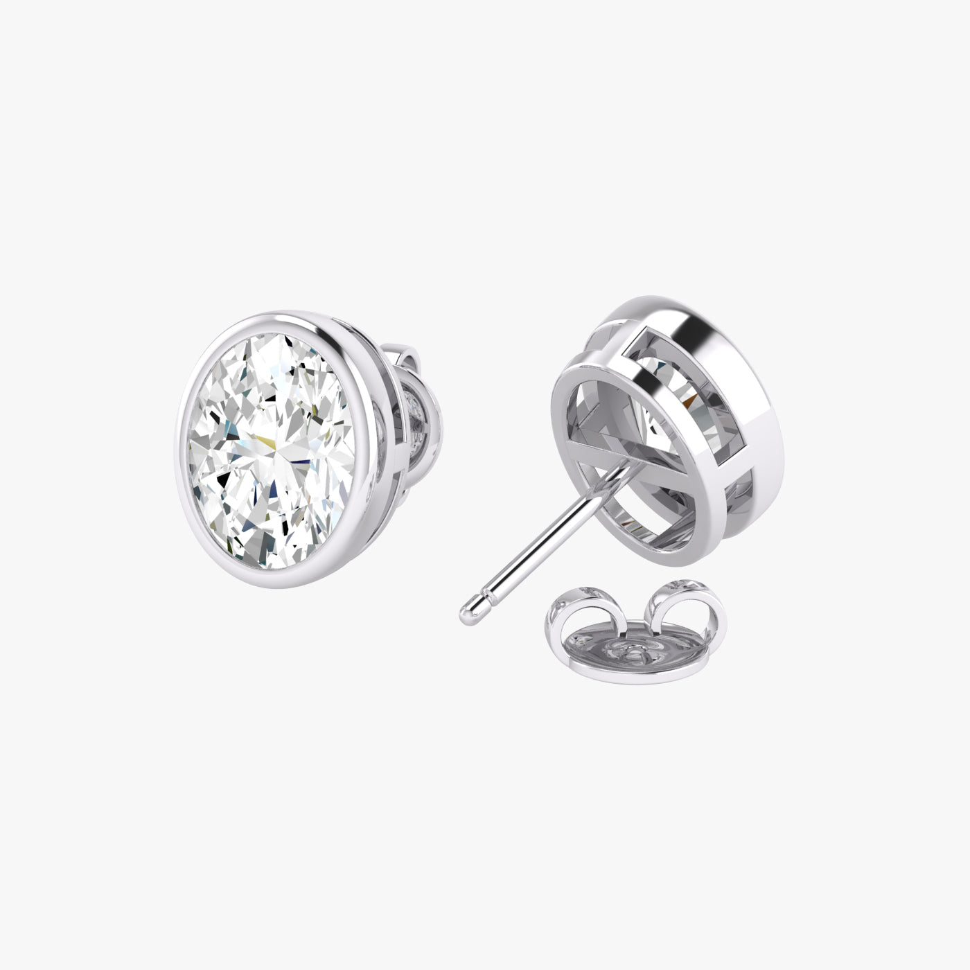 Oval Bezel Set Studs Earrings