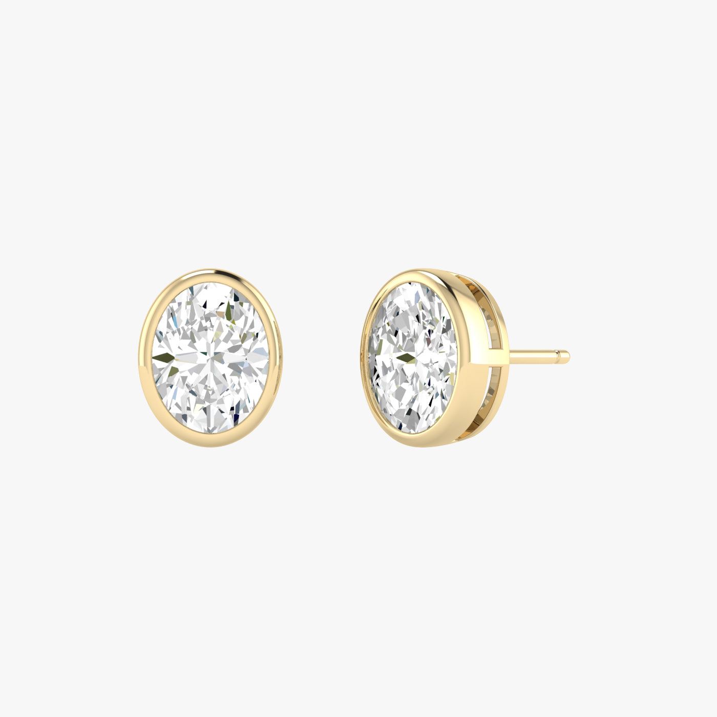 Oval Bezel Set Studs Earrings
