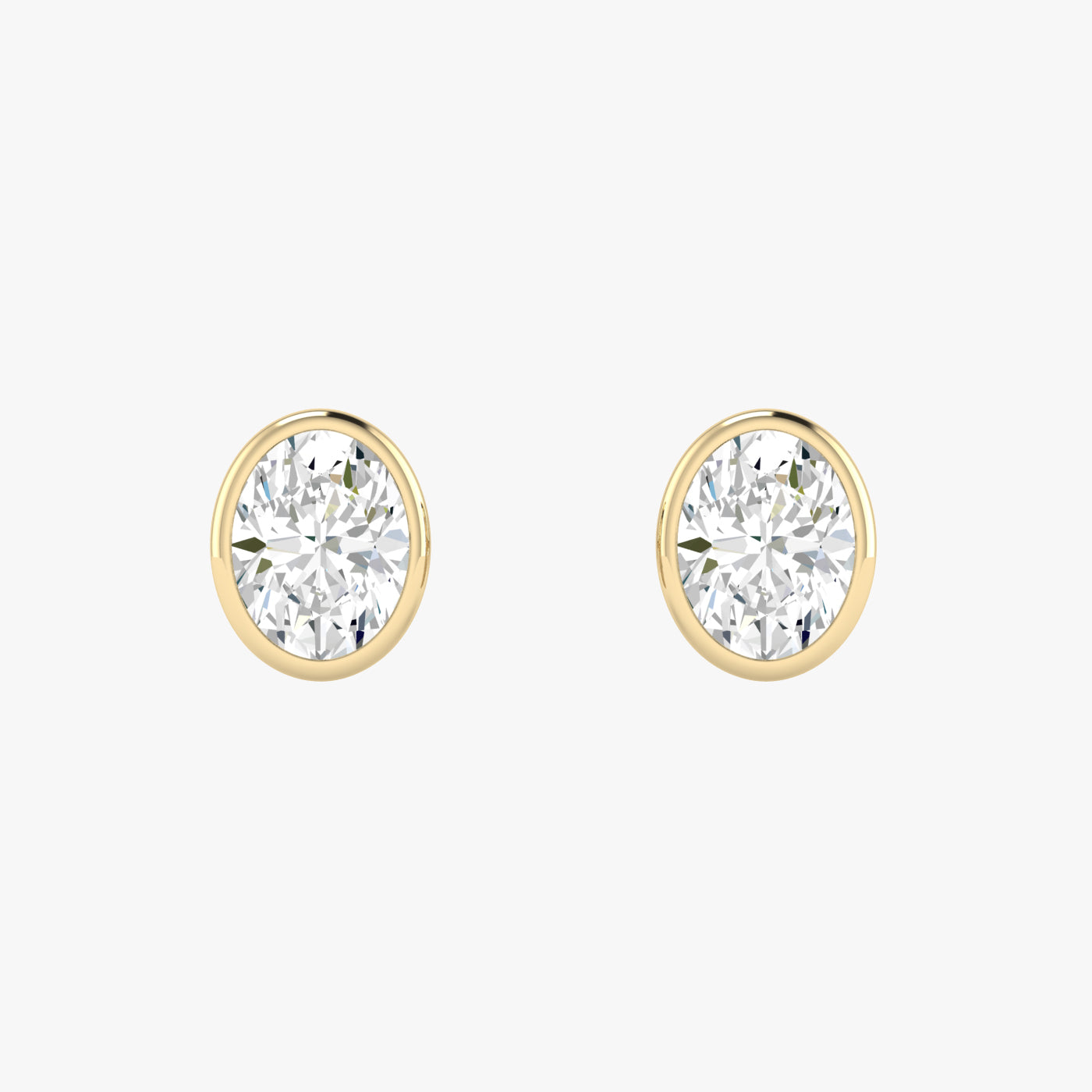 Oval Bezel Set Studs Earrings