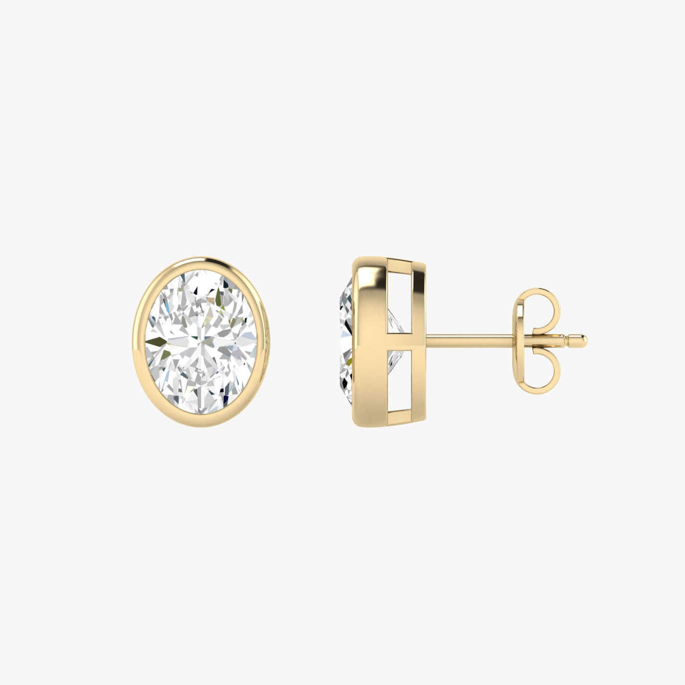 Oval Bezel Set Studs Earrings