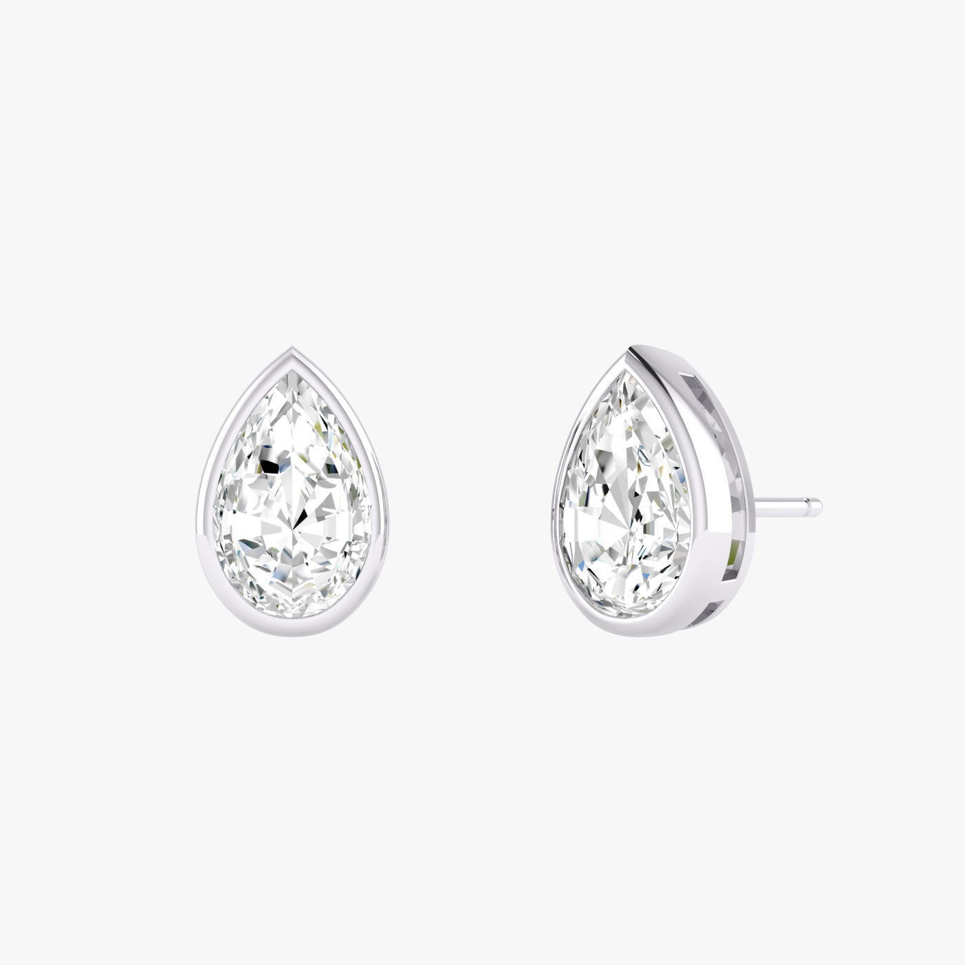 Pear Bezel Set Studs Earrings