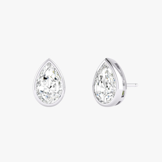Pear Bezel Set Studs Earrings