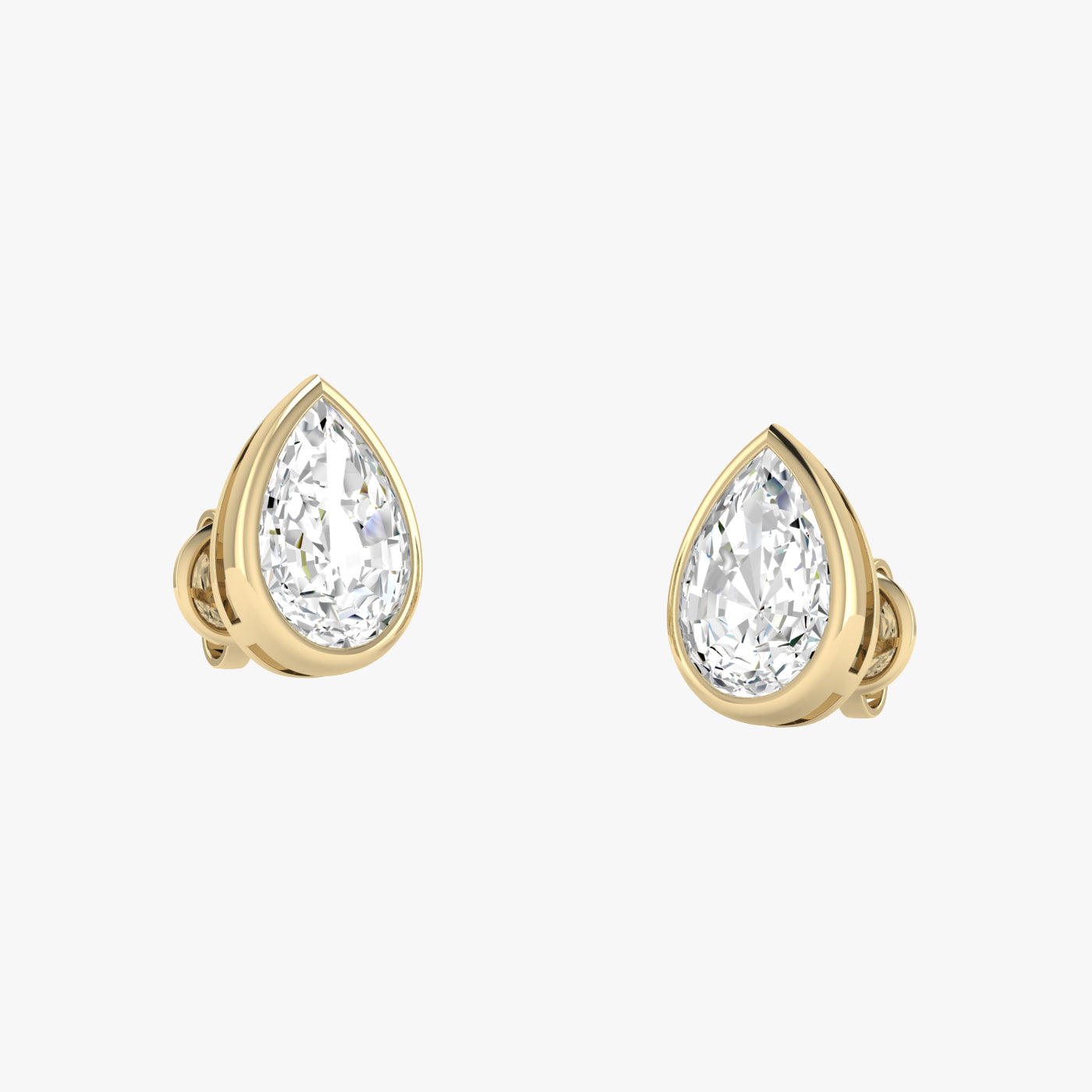 Pear Bezel Set Studs Earrings