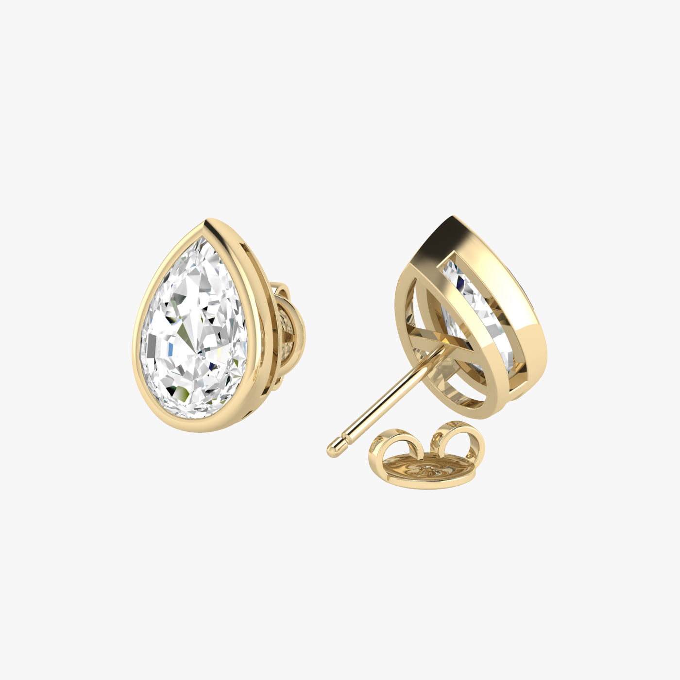 Pear Bezel Set Studs Earrings