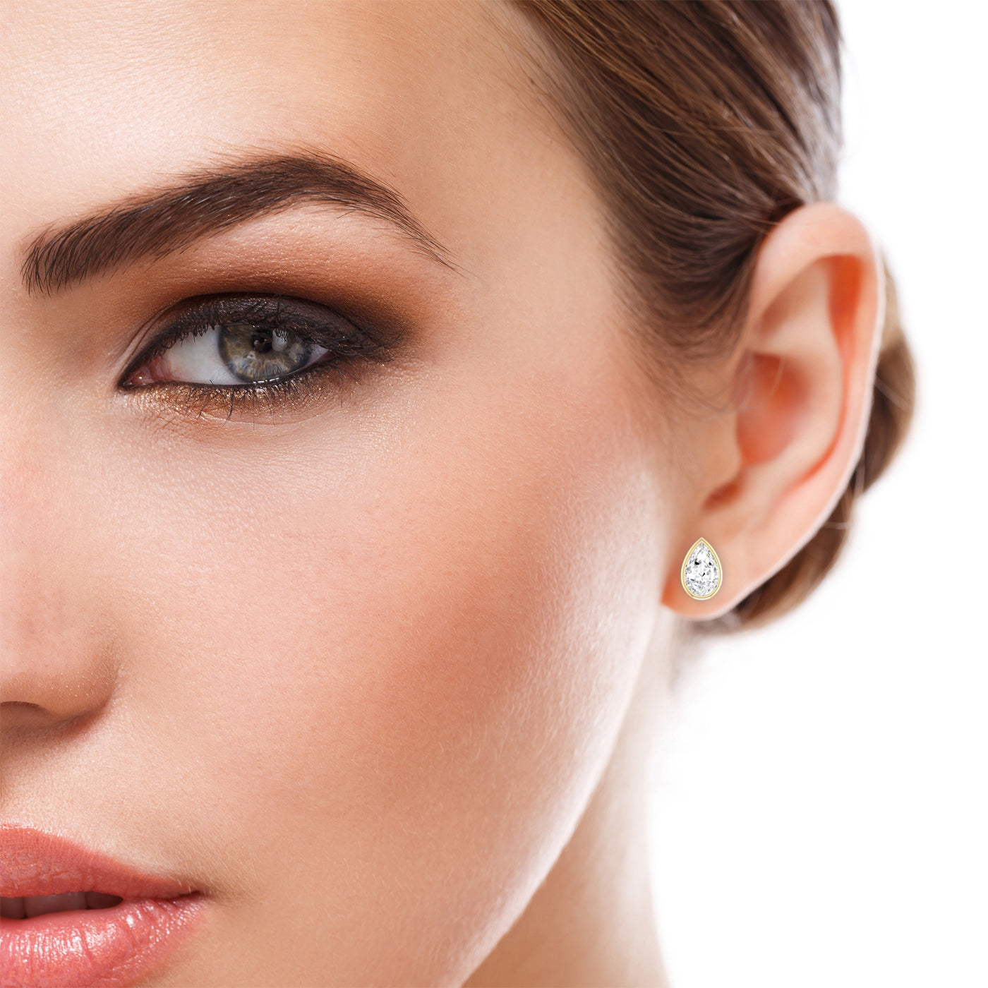 Pear Bezel Set Studs Earrings