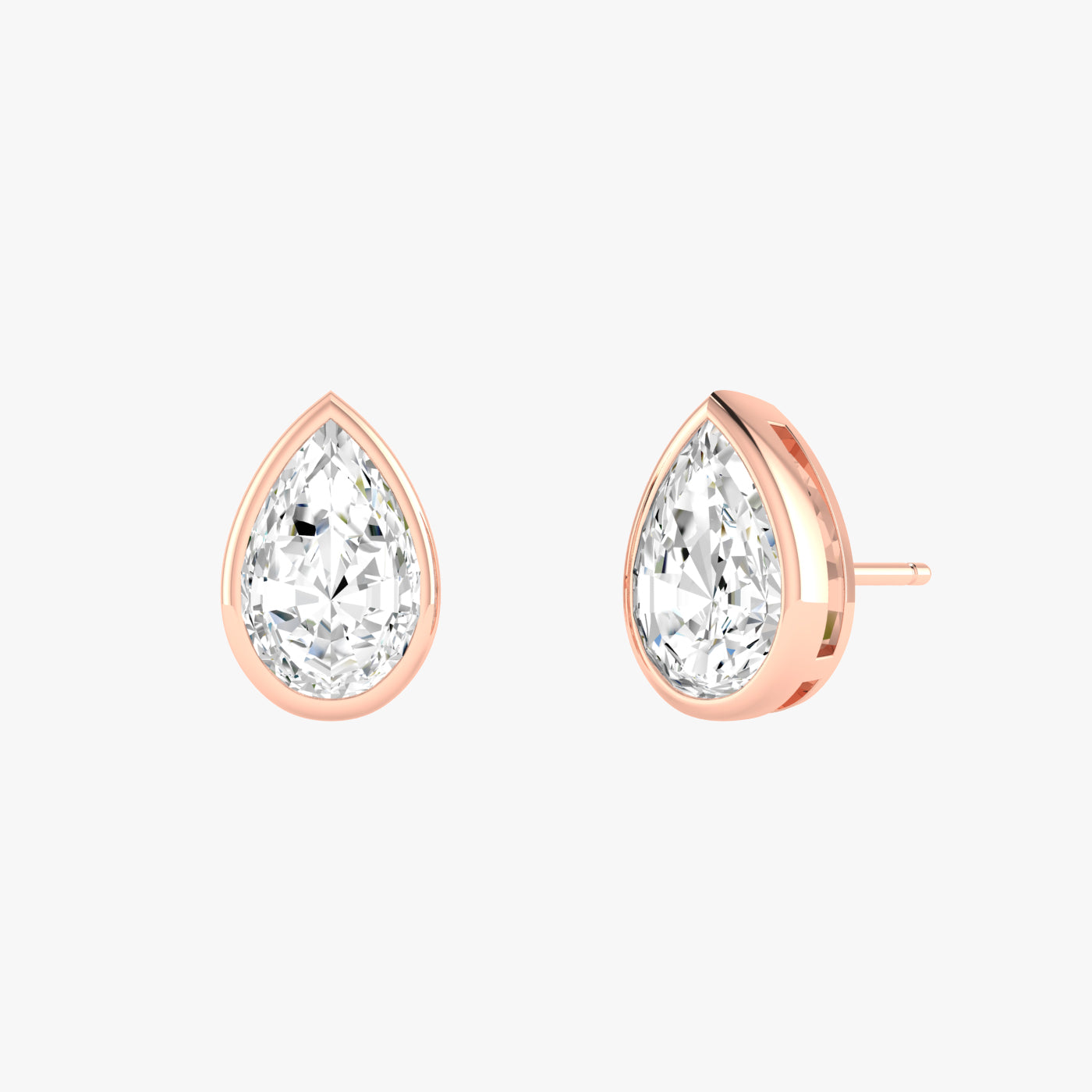 Pear Bezel Set Studs Earrings
