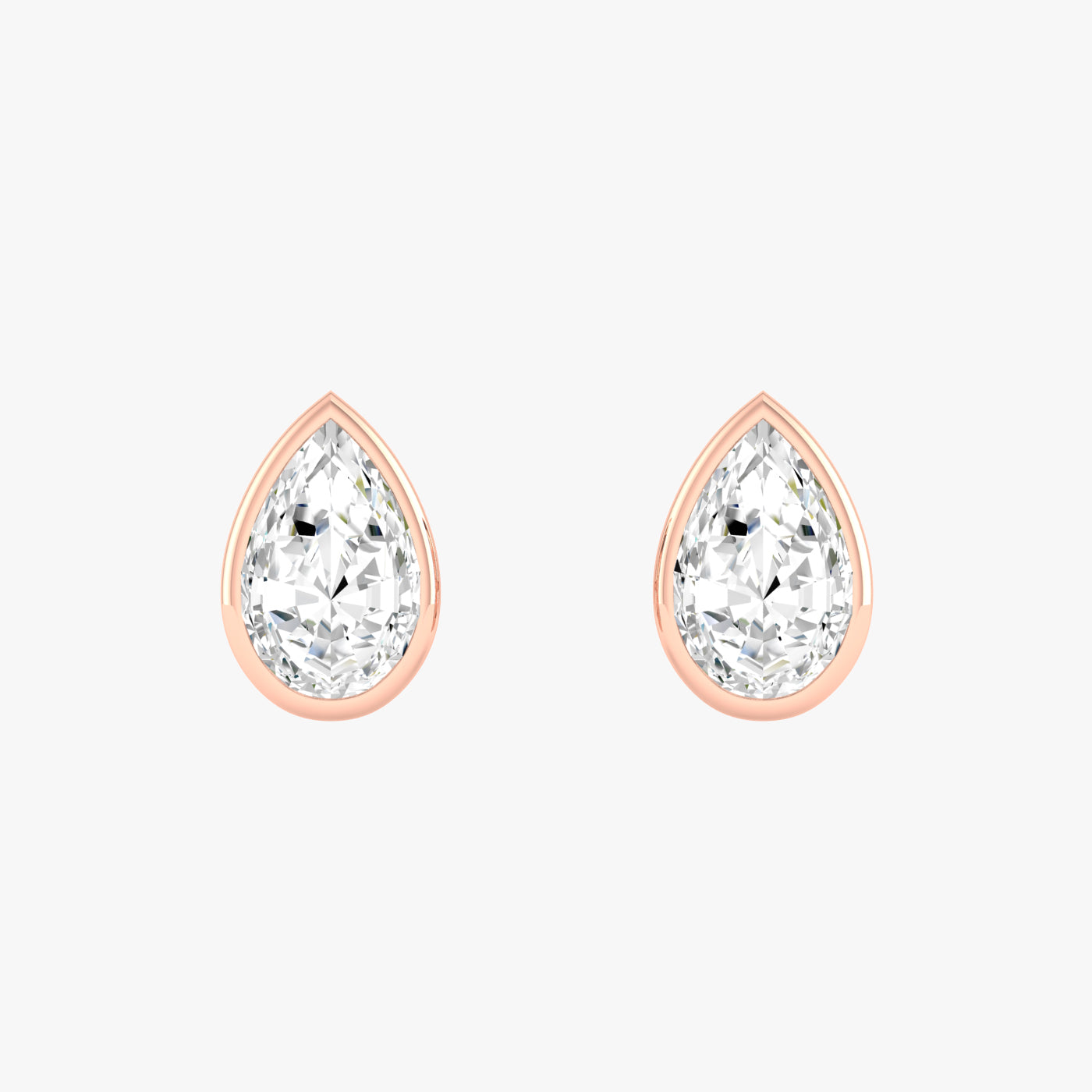 Pear Bezel Set Studs Earrings