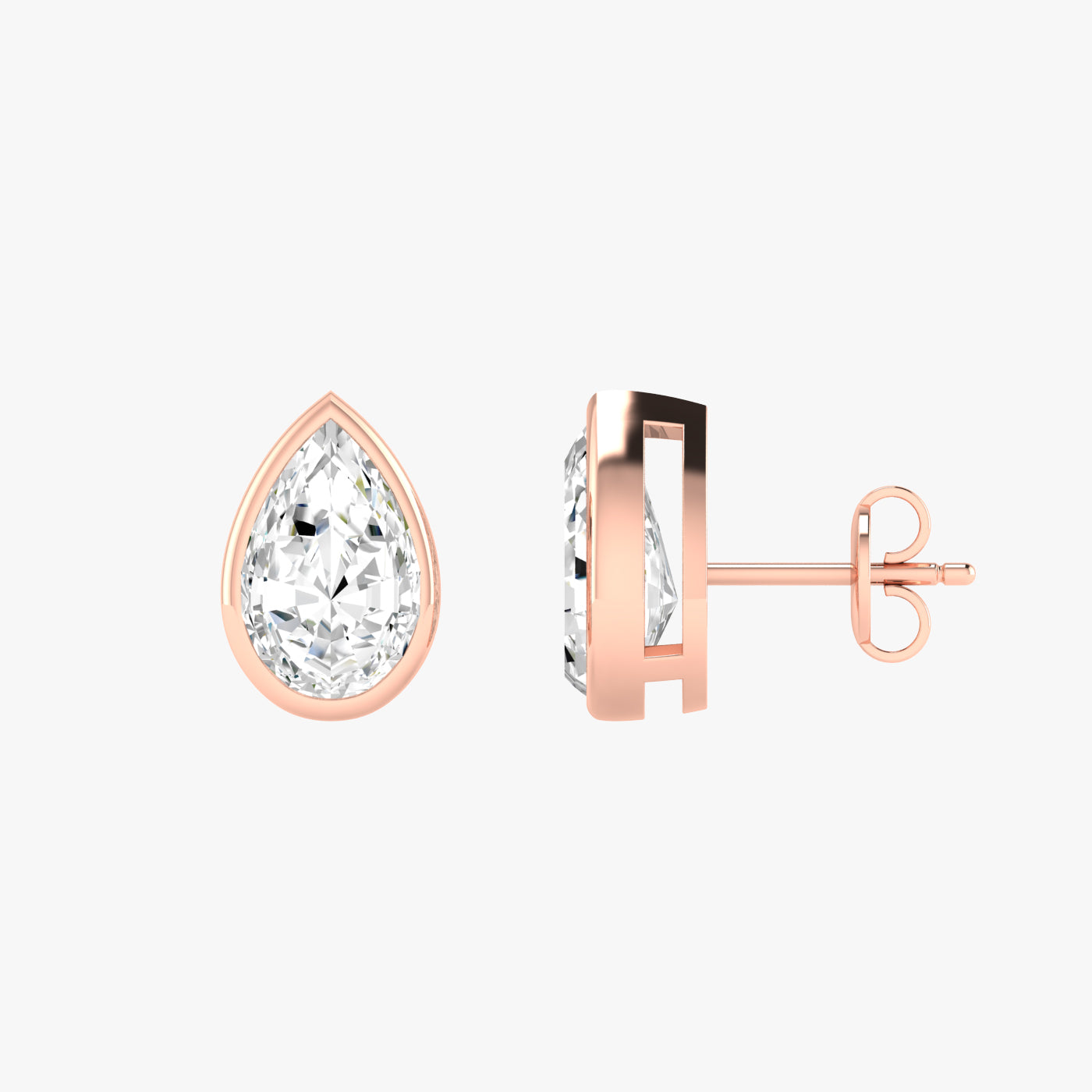 Pear Bezel Set Studs Earrings
