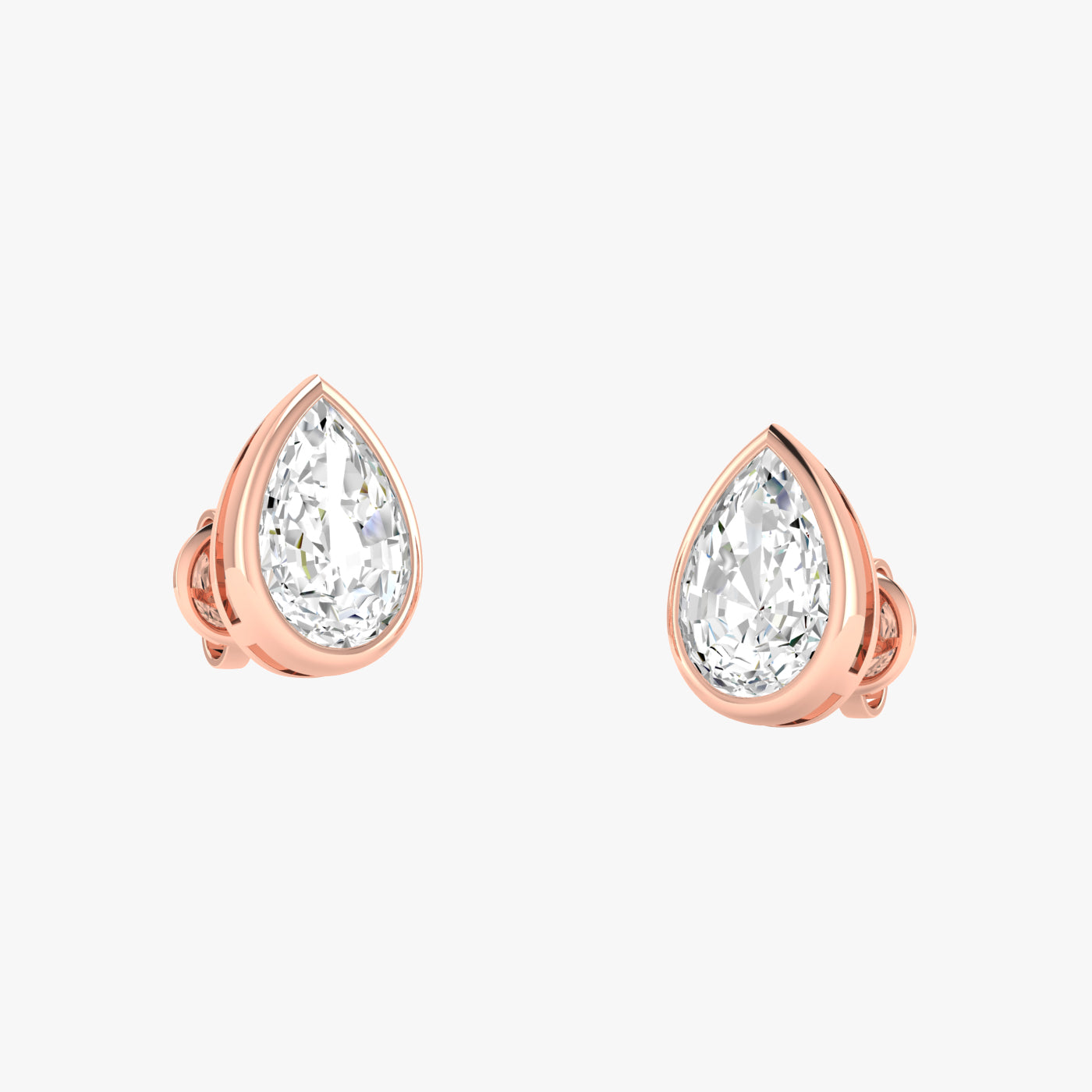 Pear Bezel Set Studs Earrings