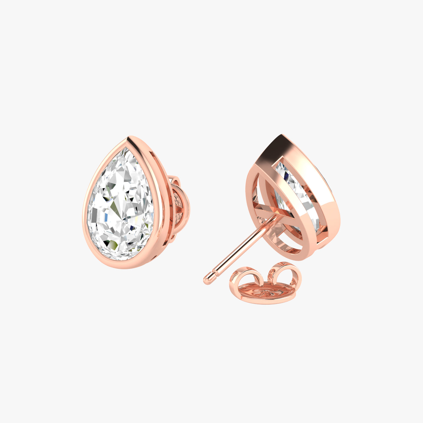 Pear Bezel Set Studs Earrings