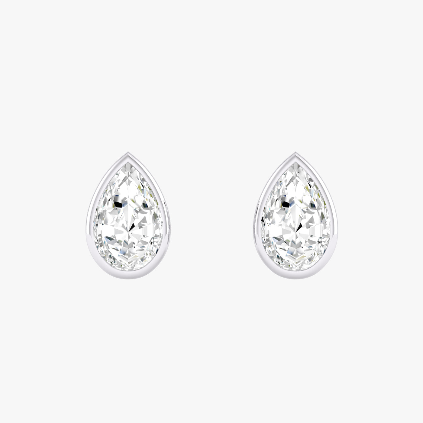 Pear Bezel Set Studs Earrings