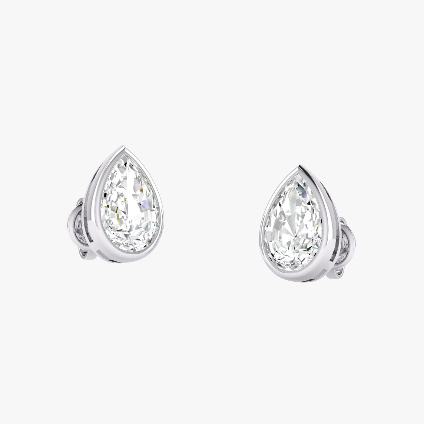 Pear Bezel Set Studs Earrings