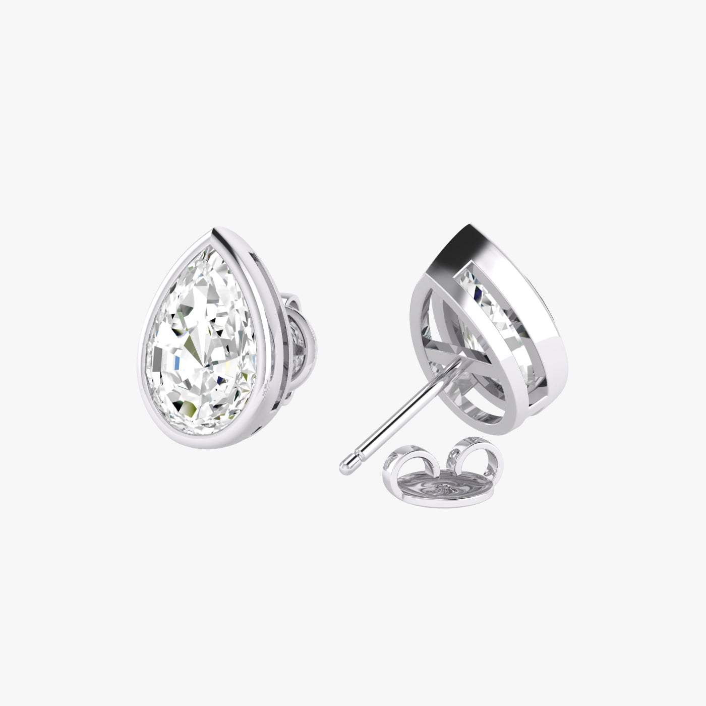 Pear Bezel Set Studs Earrings