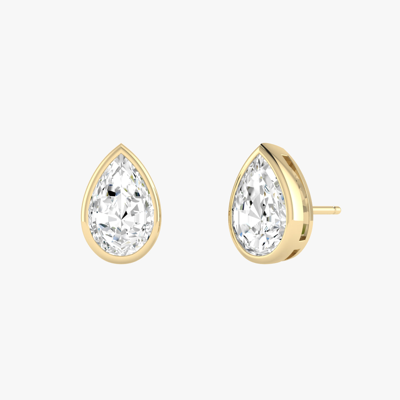 Pear Bezel Set Studs Earrings