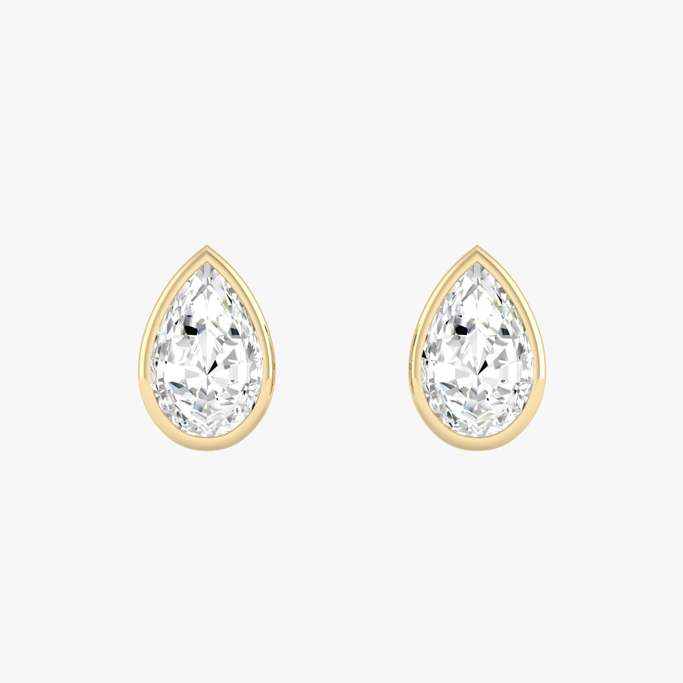 Pear Bezel Set Studs Earrings