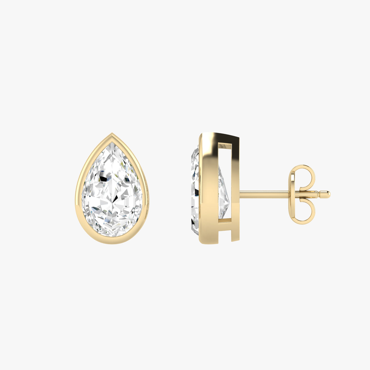 Pear Bezel Set Studs Earrings