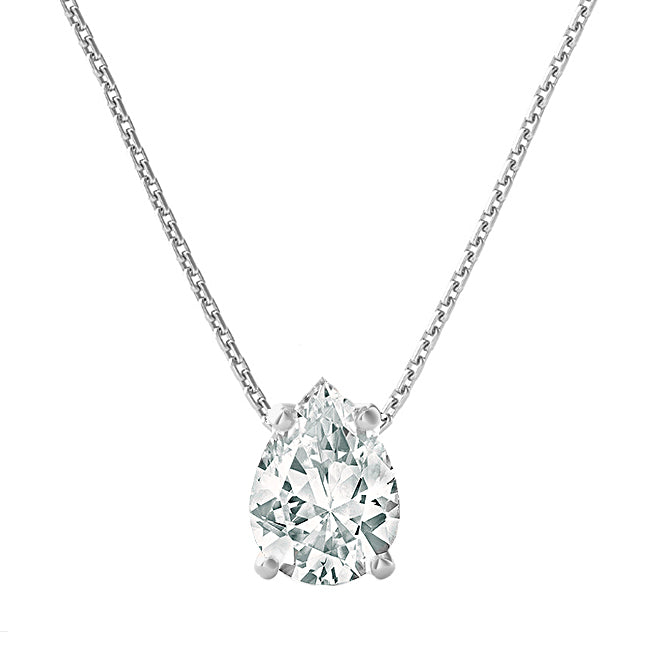 4-Prong Pear Floating Solitaire Necklace