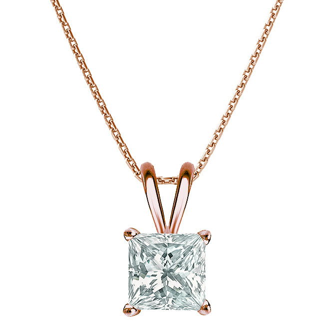 4-Prong Princess Solitaire Necklace