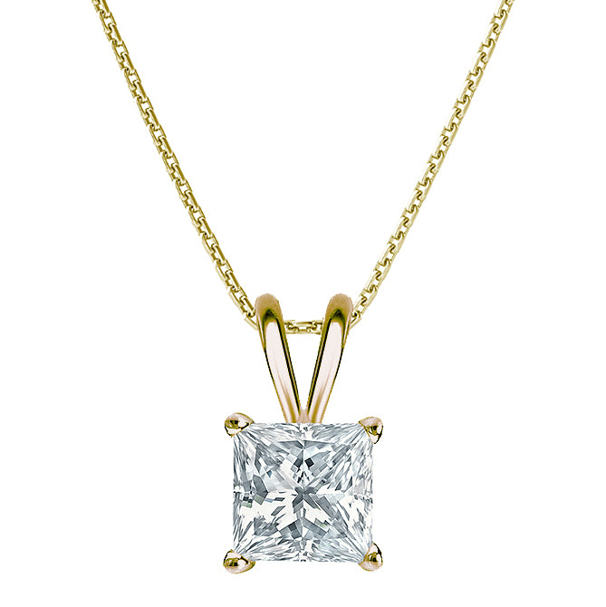 4-Prong Princess Solitaire Necklace