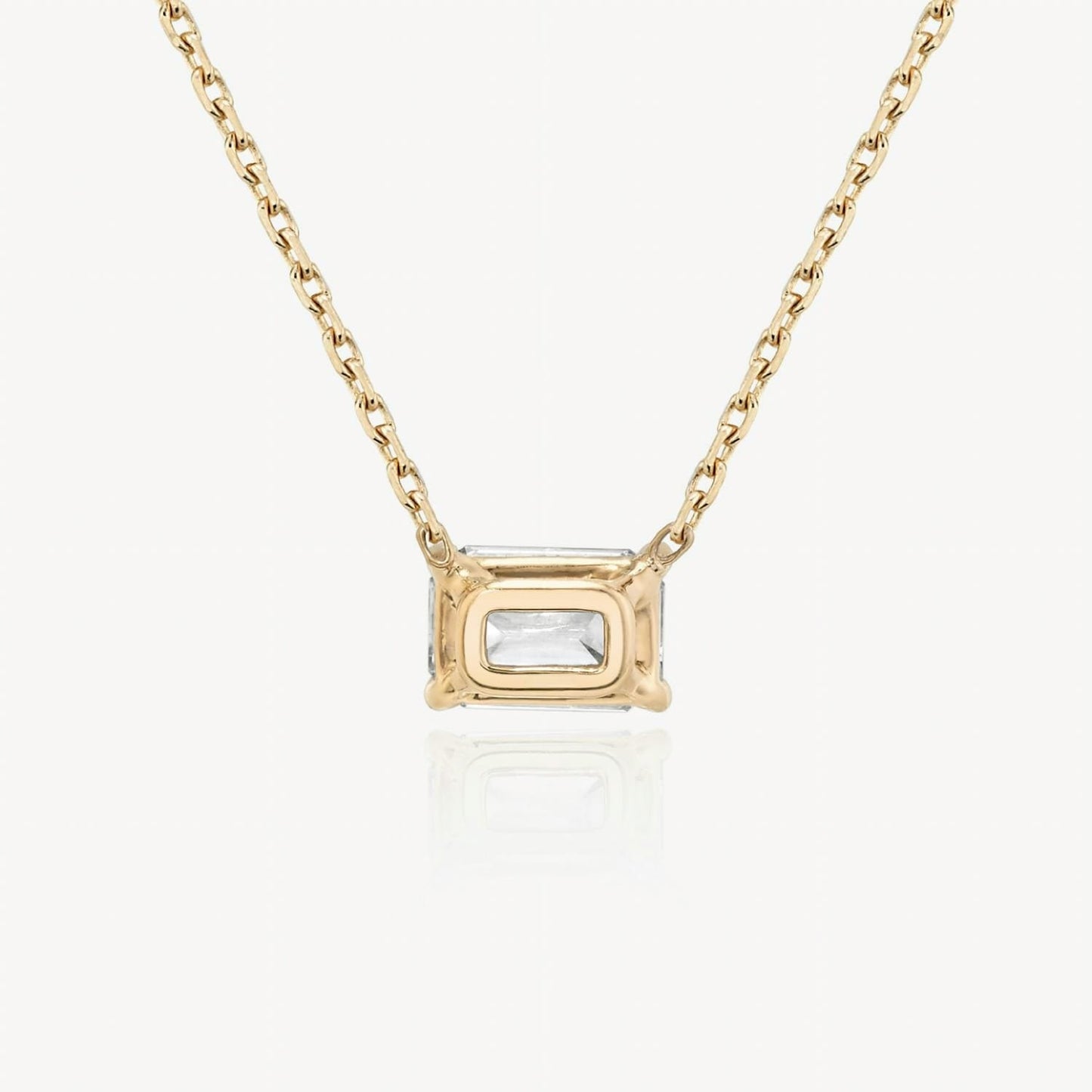 4-Prong East-to-West Emerald Floating Solitaire Necklace