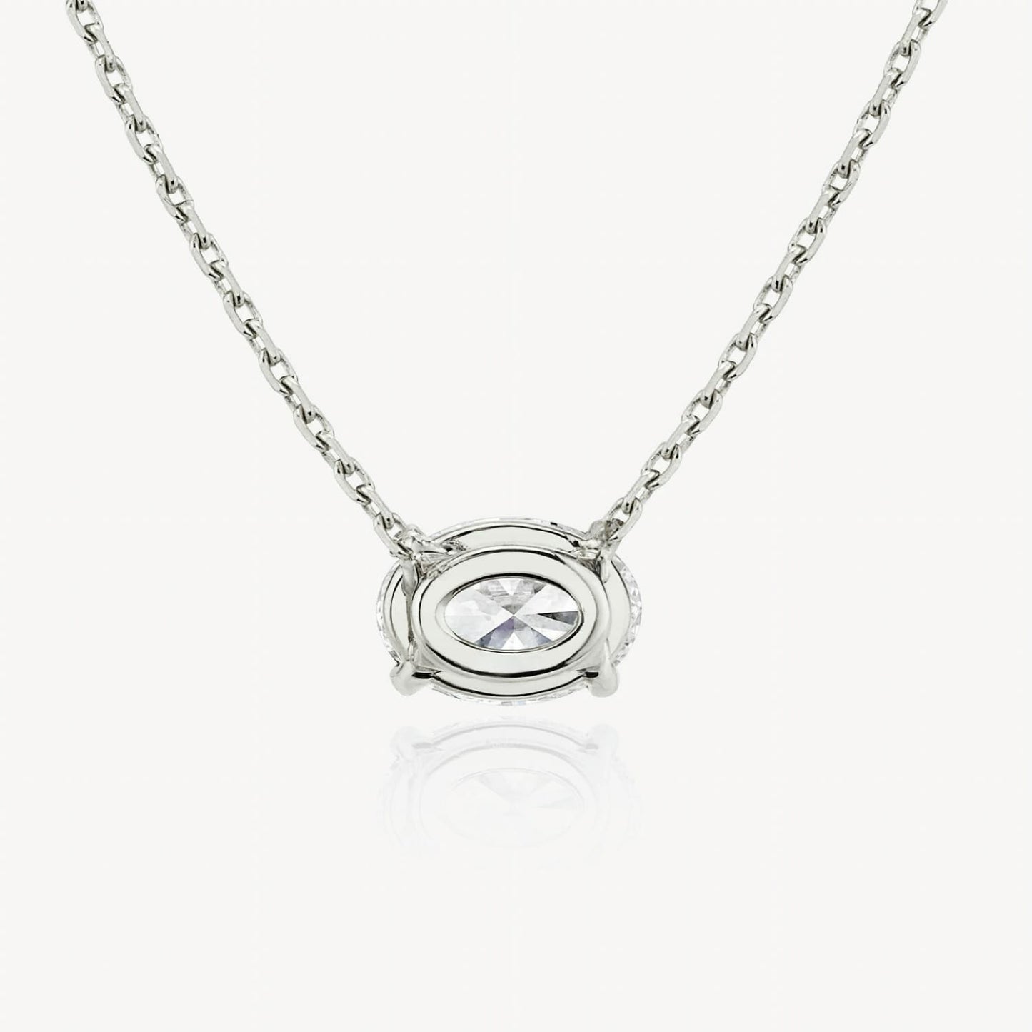 4-Prong East-to-West Oval Floating Solitaire Necklace