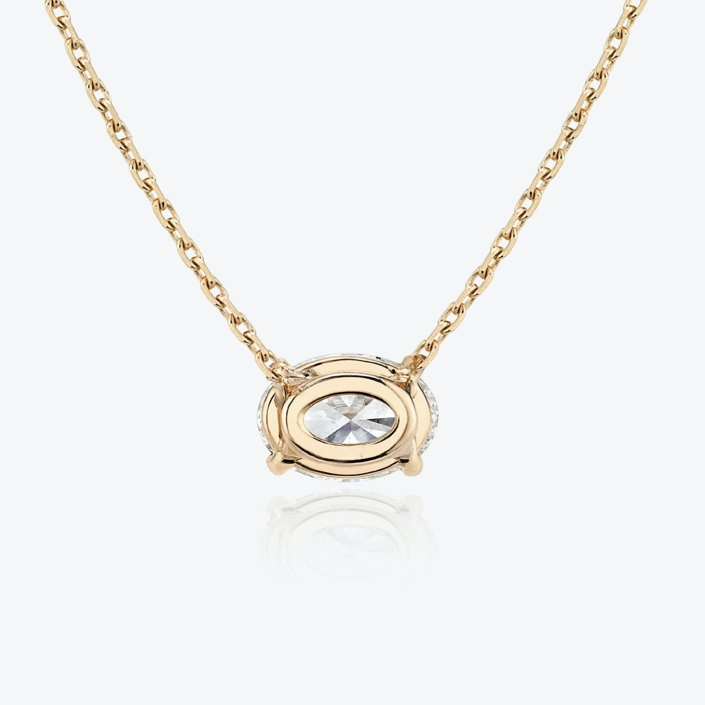 4-Prong East-to-West Oval Floating Solitaire Necklace