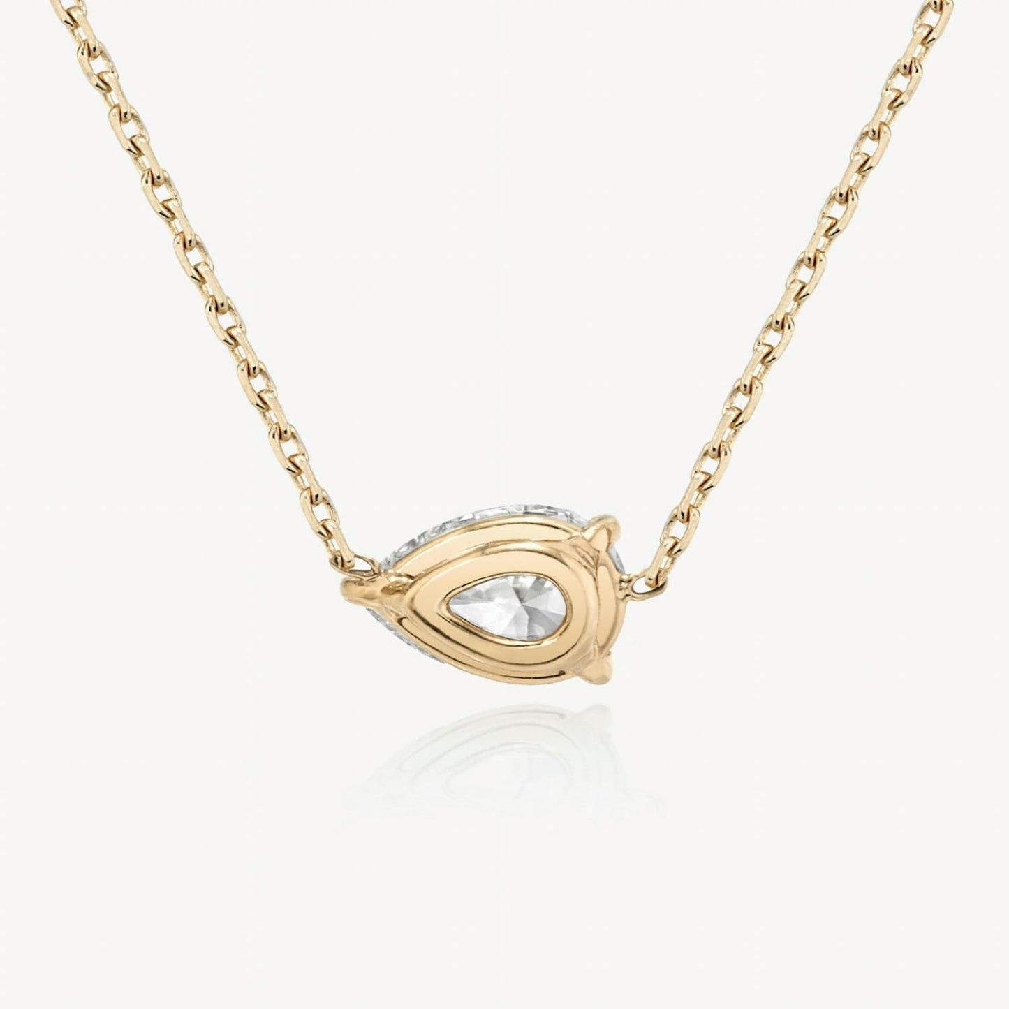 3-Prong East-to-West Pear Floating Solitaire Necklace