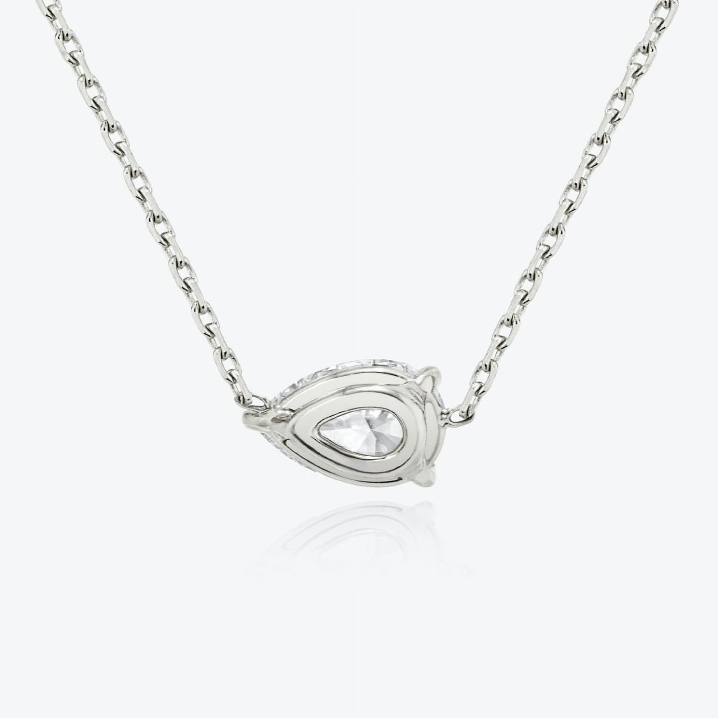 3-Prong East-to-West Pear Floating Solitaire Necklace