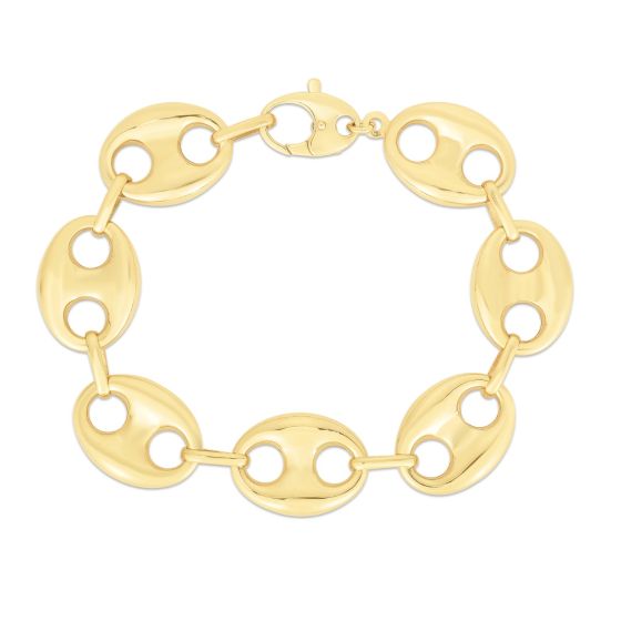 14K Gold 21mm Puffed Mariner Chain