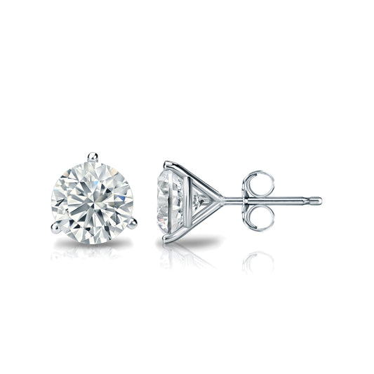 3-Prong Round Martini Studs Earrings with Push Backs
