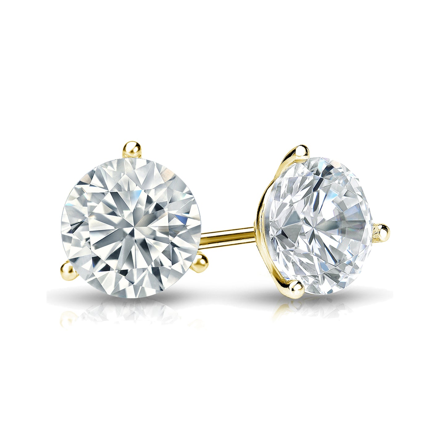 3-Prong Round Martini Studs Earrings with Push Backs