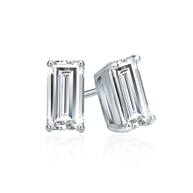 4-Prong Baguette Studs Earrings